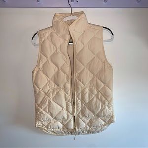 J Crew cream zip up vest. gold zipper